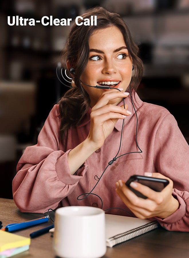 يو جرين سماعات أذن من النوع C مزودة بميكروفون، وسماعات أذن سلكية بمنفذ USB C لأجهزة آيفون 17/16/15، وسامسونج S25 وS24 ألترا، وRedmi Note 12 12 Pro Oneplus، وهواوي، وHonor، وشاومي، وVivo أسود - Image 5
